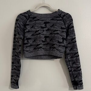 New Mix Charcoal and Black Camo Crop Hoodie